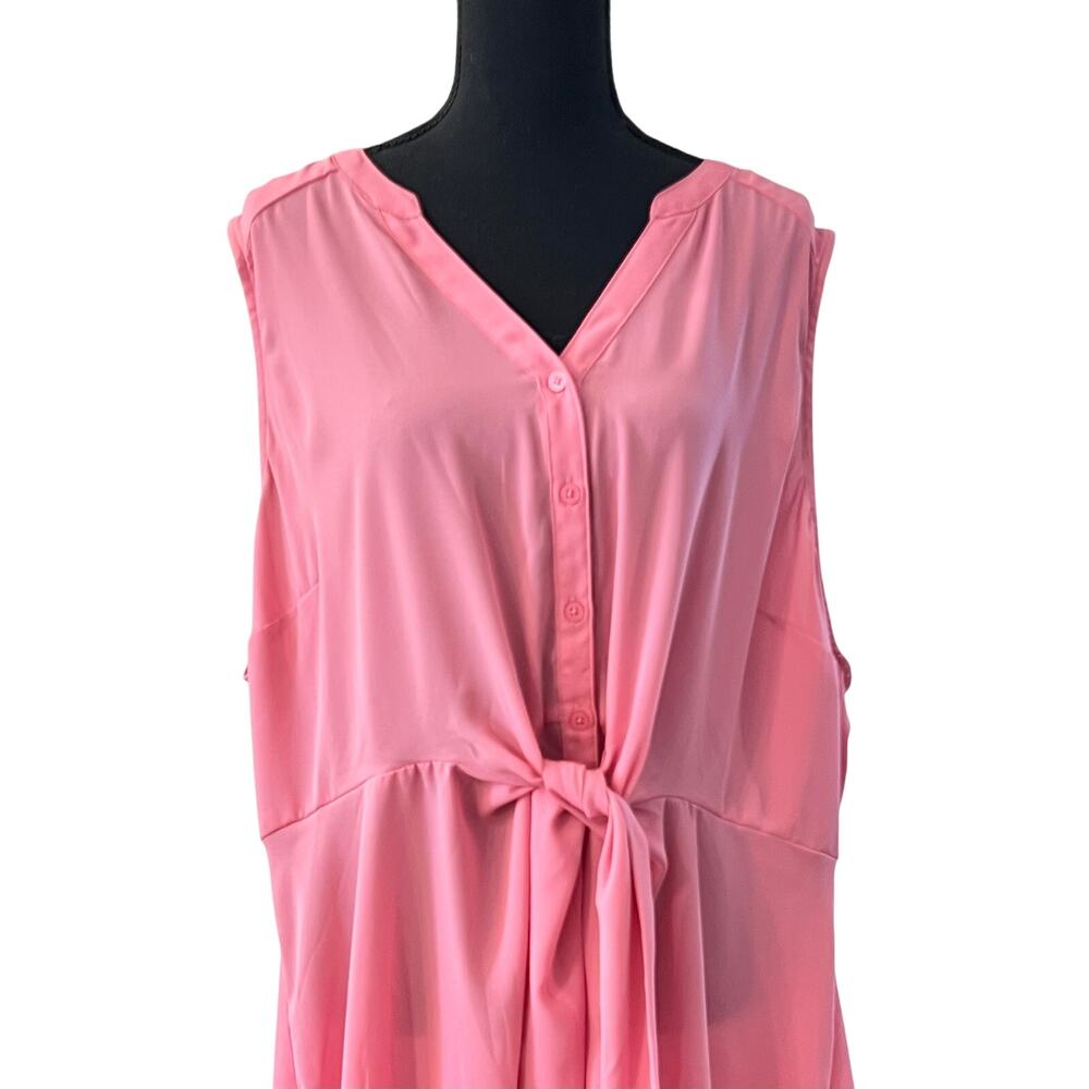 TORRID Sleeveless Blouse Plus Size 3 V-Neck Career Top Solid Pink Georgette